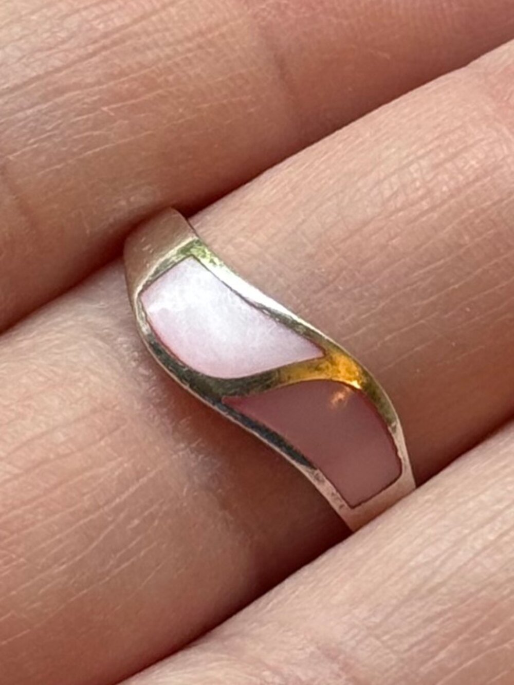 Sweet Sterling Silver and Pink Mother of Pearl Ring